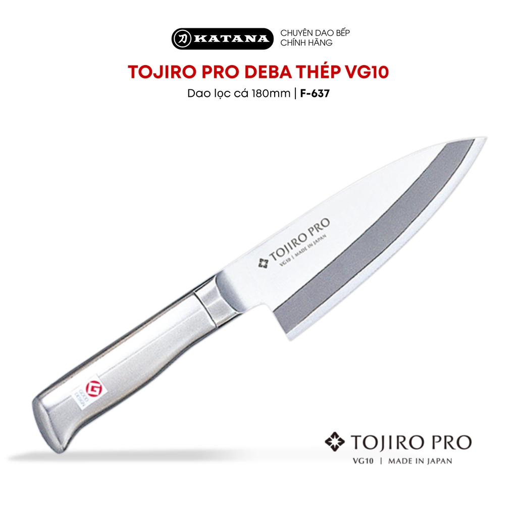 Dao bếp Nhật cao cấp TOJIRO PRO Deba thép MV chống gỉ - Dao lọc cá 180mm F-637