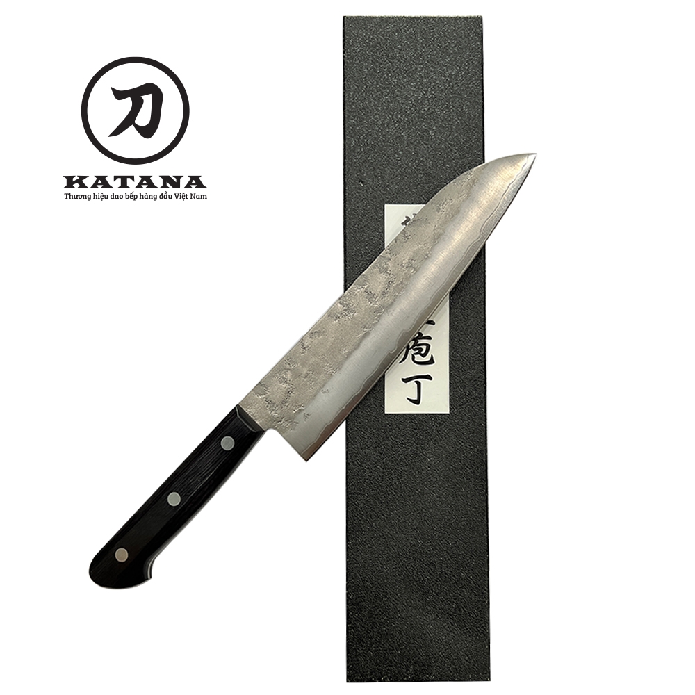 Dao bếp Nhật cao cấp Sakon Ginga thép giấy bạc Gingami 3 lớp Santoku cán gỗ nhiều màu - Dao thái đa năng (180mm)