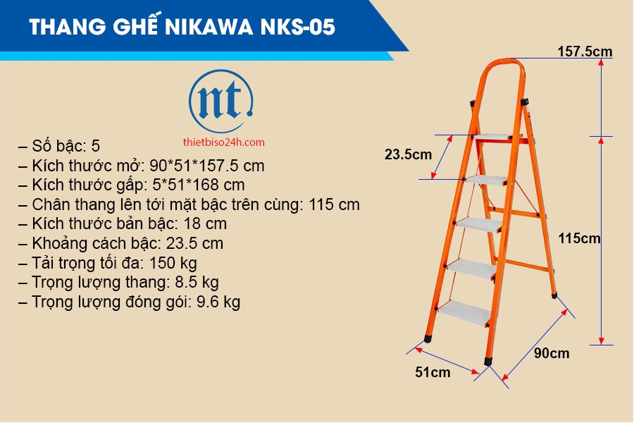 Thang ghế 5 bậc Nikawa NKS05