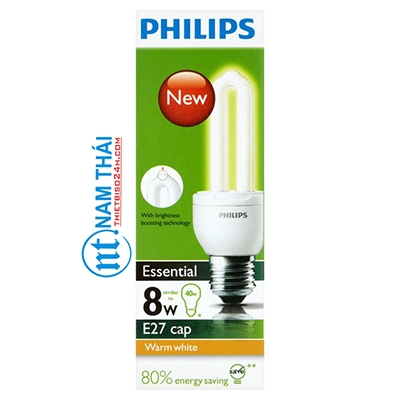 Bóng đèn Compact Philips tích hợp tương thích điện từ (EMC) Essential 8W