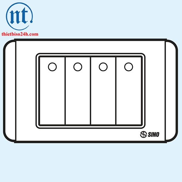 Công tắc bốn 2 chiều phím lớn có đèn led xanh - S68DMN4