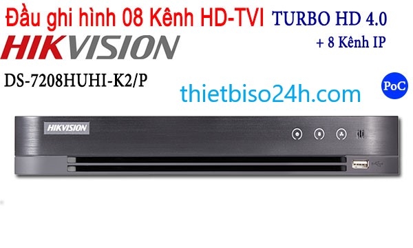 Đầu ghi 8 kênh HDTVI 5MP H.265+ HIKVISION DS-7208HUHI-K2