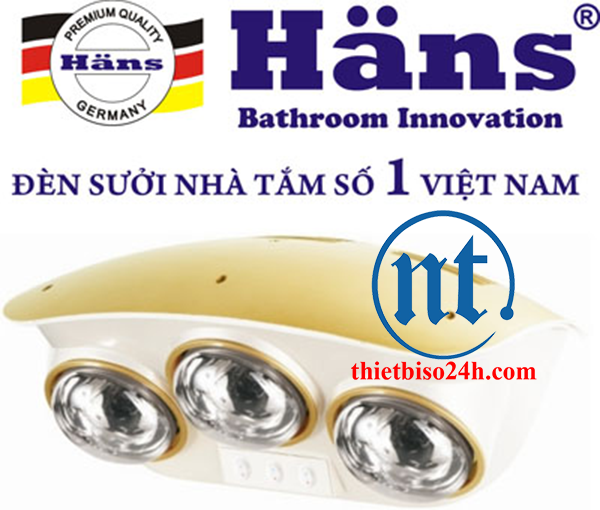 Đèn sưởi nhà tắm phòng tắm hans 3 bóng công suất 825W / H3B1100