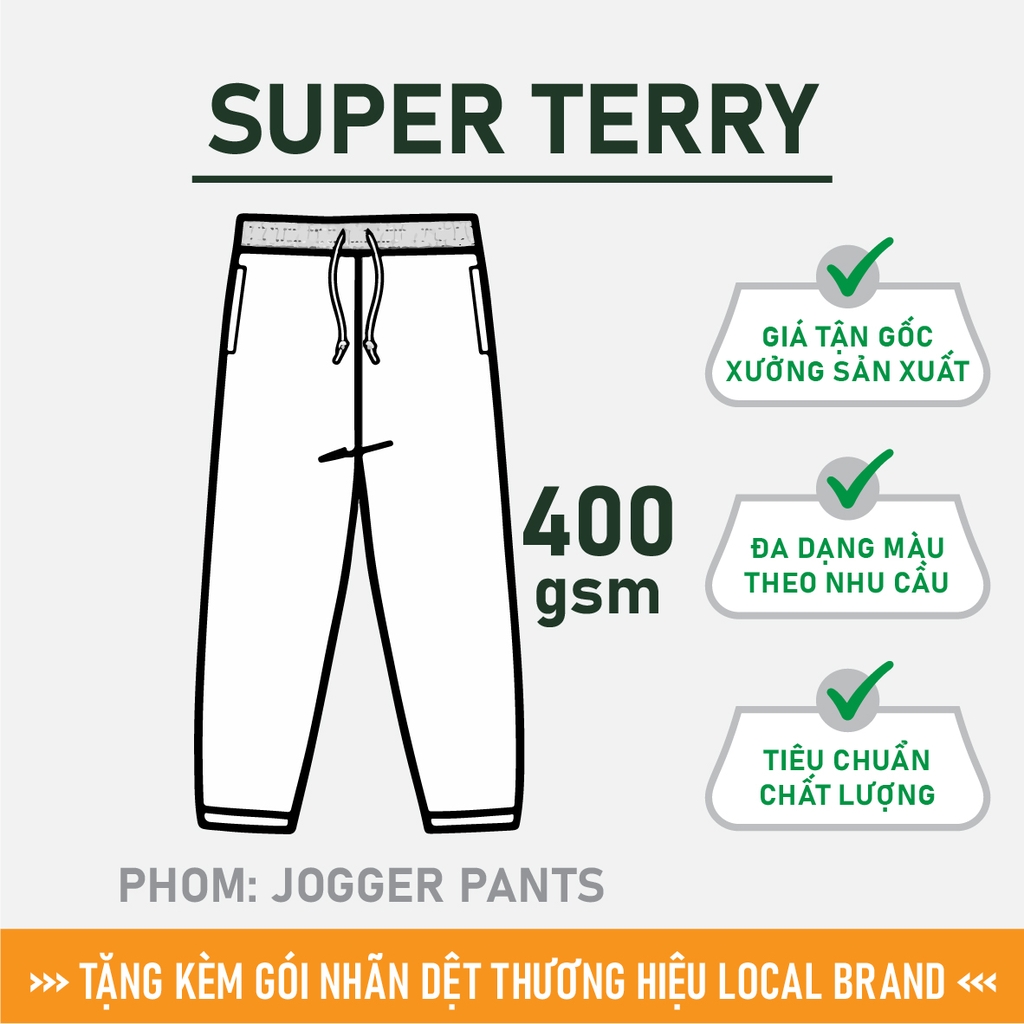 GIA CÔNG PHÔI QUẦN JOGGER TRƠN [SUPER TERRY] PHOM UNISEX_MÀU THEO YÊU CẦU