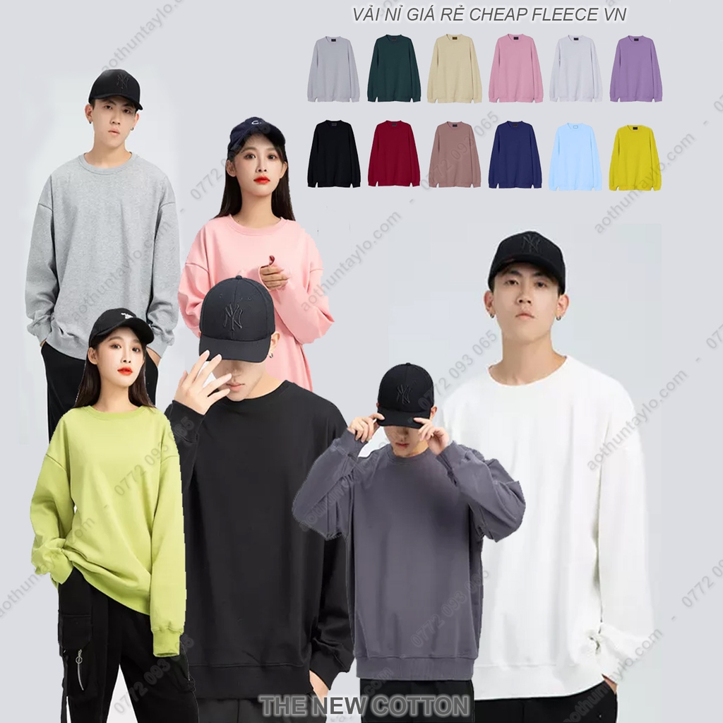 Xưởng May Chuyên Sỉ Áo Tay Dài Phôi Trơn x Vải Thun Nỉ Giá Rẻ (Sweater)