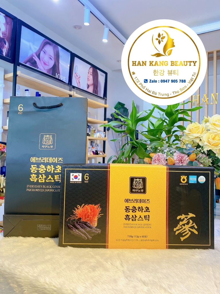Tinh chất hắc sâm đông trùng Nature Farm Everydays Black Ginseng Peacilomyces Japonica Stick 60 gói
