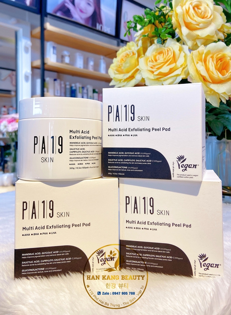 Toner Pad tẩy tế bào chết PA19 Skin Multi Acid Exfoliating Pell Pad hộp 100miếng