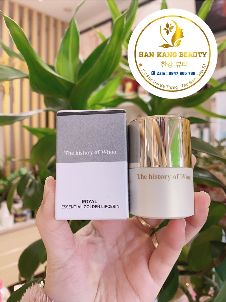 Dưỡng môi chứa tinh chất vàng 24k The Whoo Royal Essential Golden Lipcerin Special Set  (Bản giáng sinh tặng kèm túi)