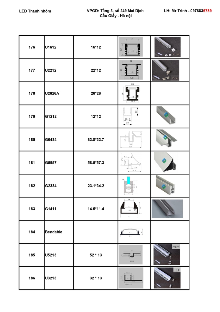 Catalogue led thanh nhôm 17