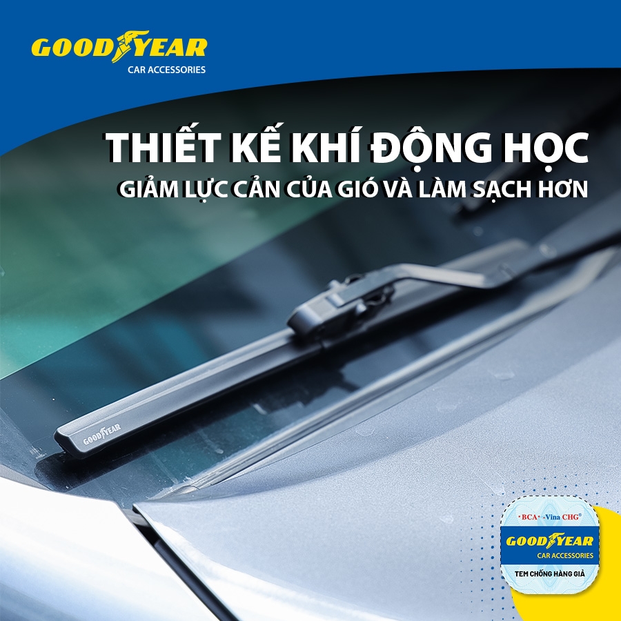 Gạt Mưa Không Xương GOODYEAR Chân Cài Đa Năng (Đầu A, B) Lắp Được Nhiều Dòng Xe Đặc Biệt - Nhập Khẩu Chính Hãng