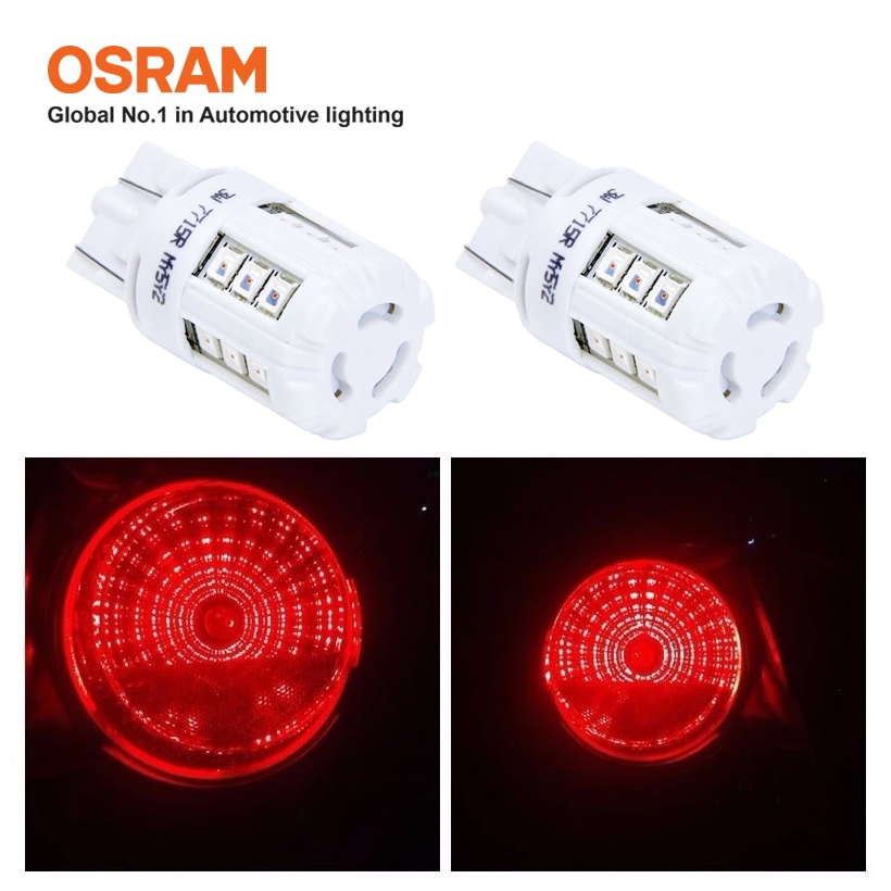 Combo 2 Bóng Đèn Led Chân Ghim Nhỏ OSRAM Standard Retrofit T20 W21W 12V Màu Đỏ - Nhập Khẩu Chính Hãng