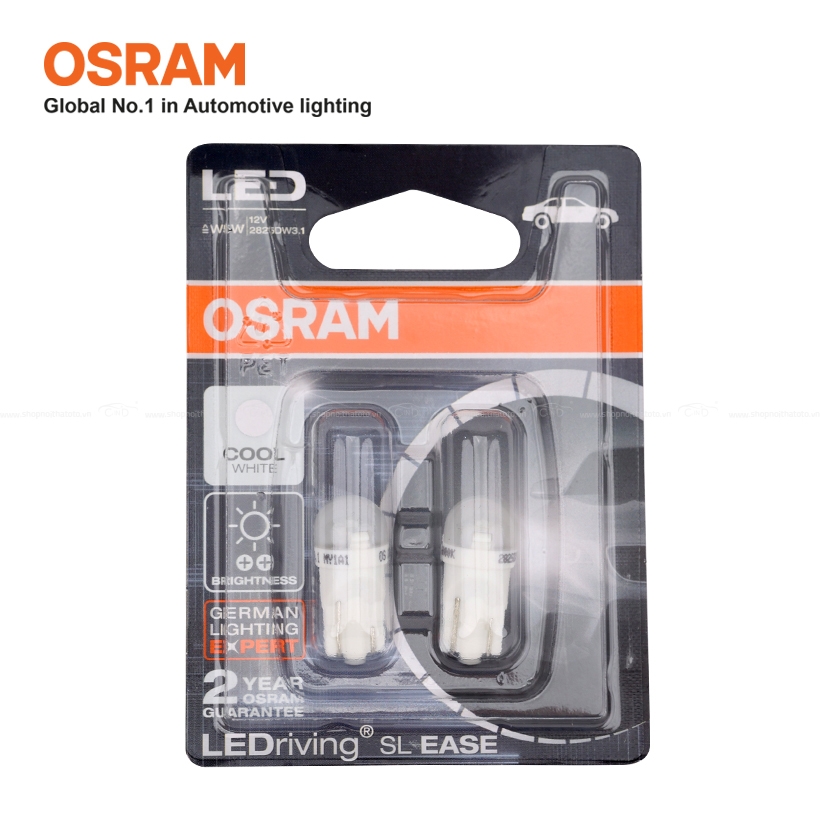 Combo 2 Bóng Đèn Led Chân Ghim Nhỏ OSRAM Standard W5W 2825DW4.0 12V Màu Trắng Cool - Nhập Khẩu Chính Hãng