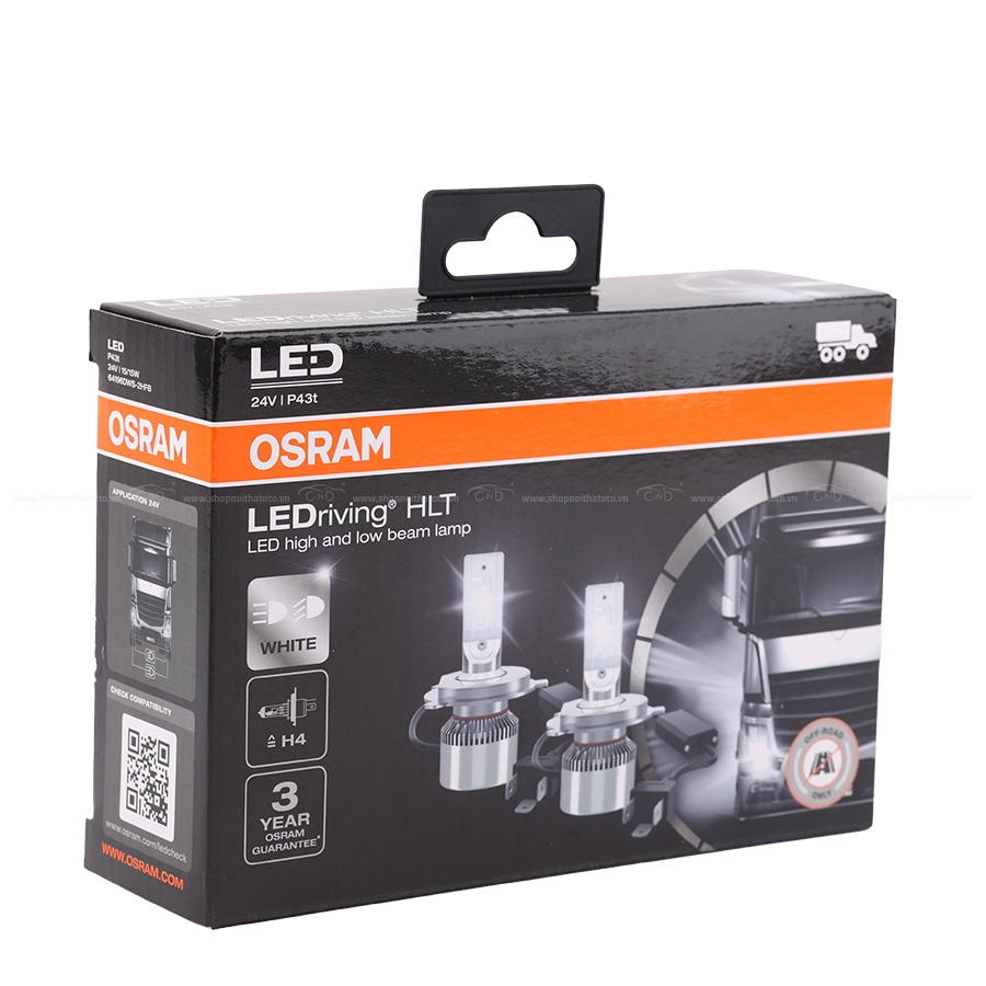 Combo 2 Bóng Đèn Led HLT OSRAM H4 64196DWS 24V 15/15W - Nhập Khẩu Chính Hãng