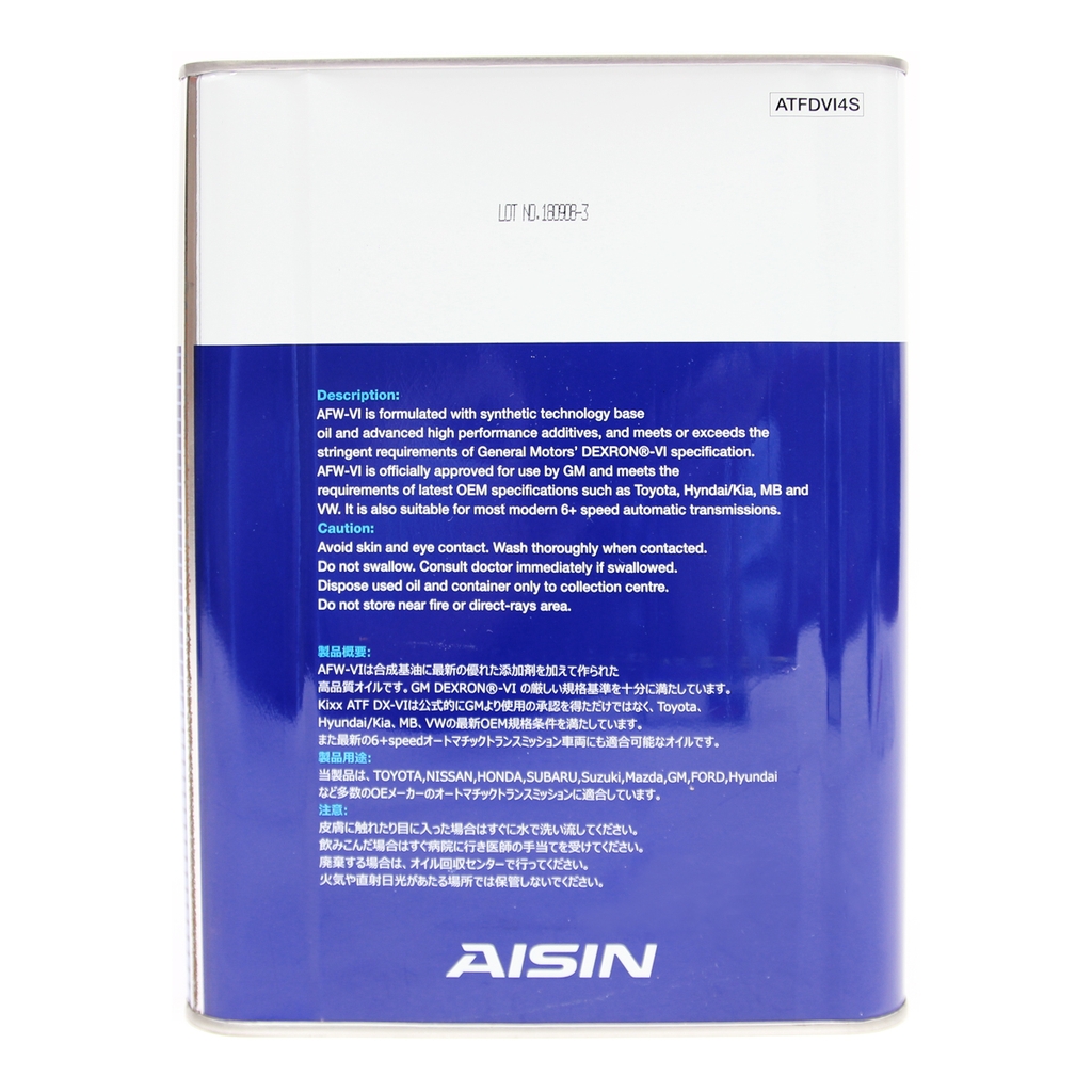 Nhớt Hộp Số Tự Động AISIN ATFDVI4S AFW-VI Dexron VI 4L - Nhập Khẩu Chính Hãng