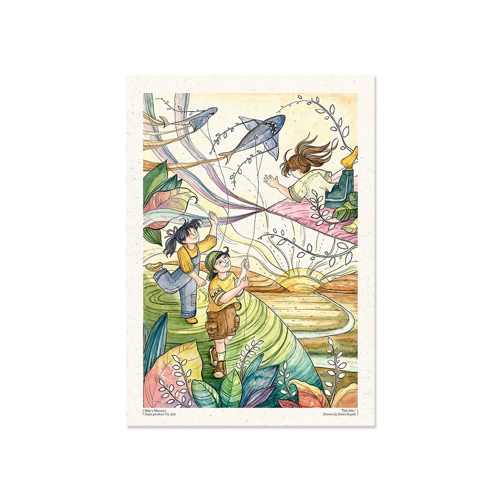 Tranh Poster Thả diều | Trò chơi tuổi thơ