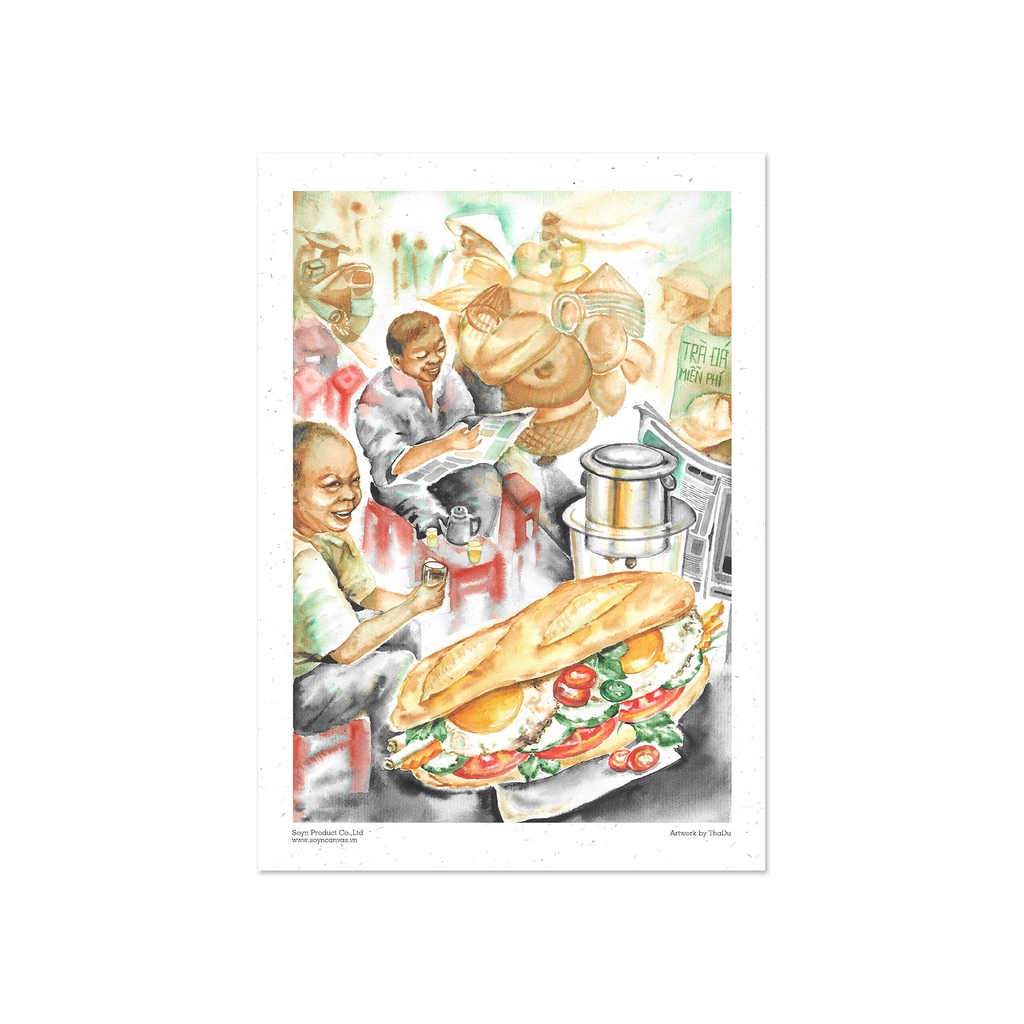 Tranh Poster Cà phê vỉa hè x Đường Phố Sài Gòn | ThaDu x Soyn