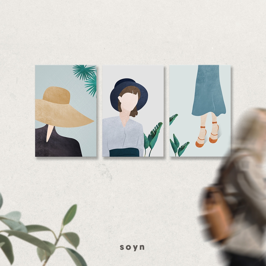 Bộ tranh Lady, Fashion, Green Leaves, SE317