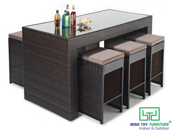 GHẾ QUẦY BAR NHỰA GIẢ MÂY MT814