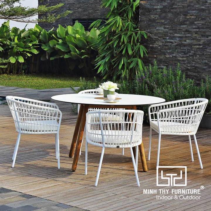 Bàn Ghế Cafe Nhựa Giả Mây MT2017