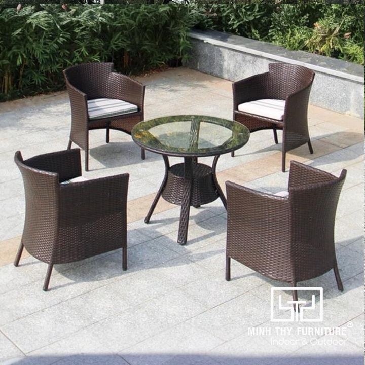 Bàn Ghế Cafe Nhựa Giả Mây MT2A214