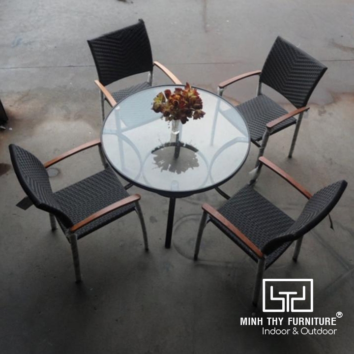 Bàn Ghế Cafe Nhựa Giả Mây MT2A32