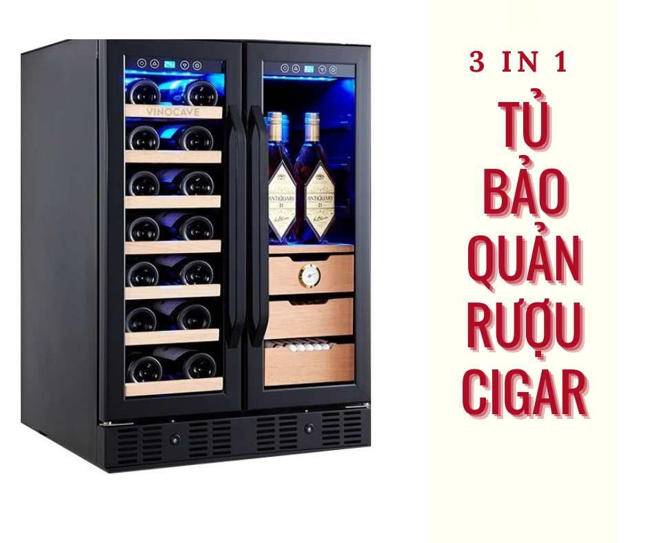Tủ bảo quản rượu vang và Cigar 2 trong 1)