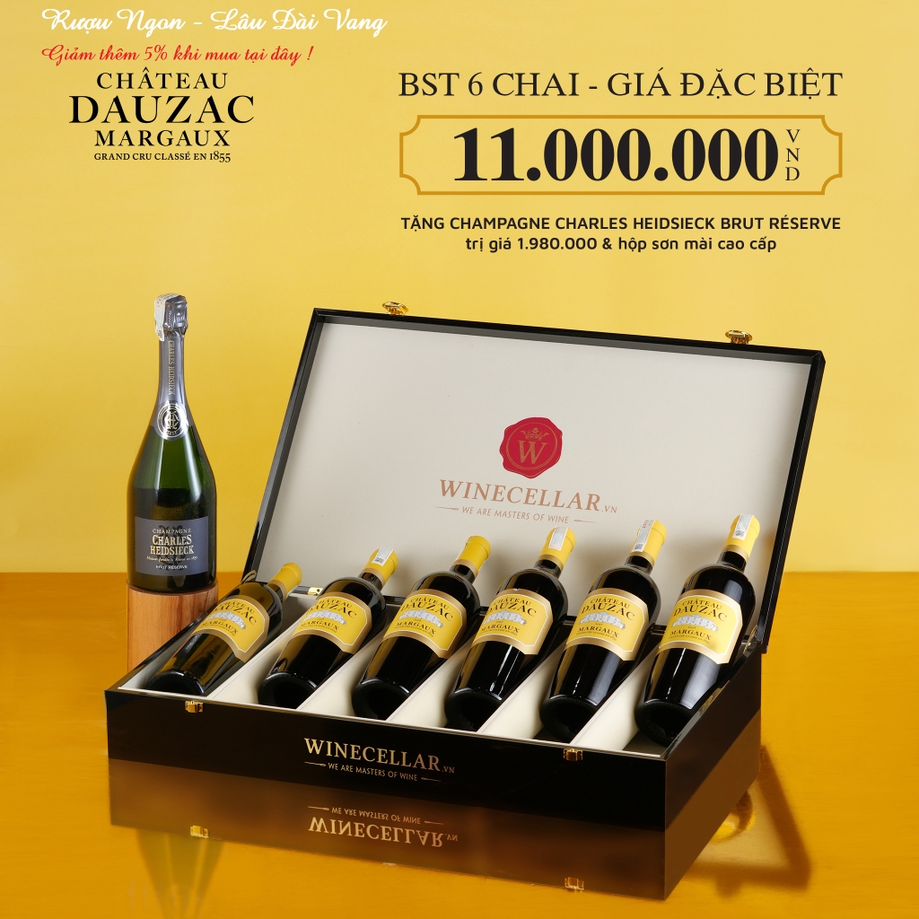 Bộ sưu tập 6 chai rượu vang Château Dauzac Margaux