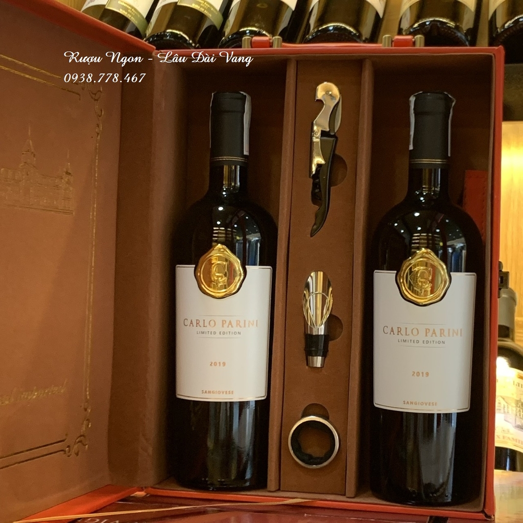 Hộp da 2 chai rượu vang Carlo Parini 2019 Limited Edition
