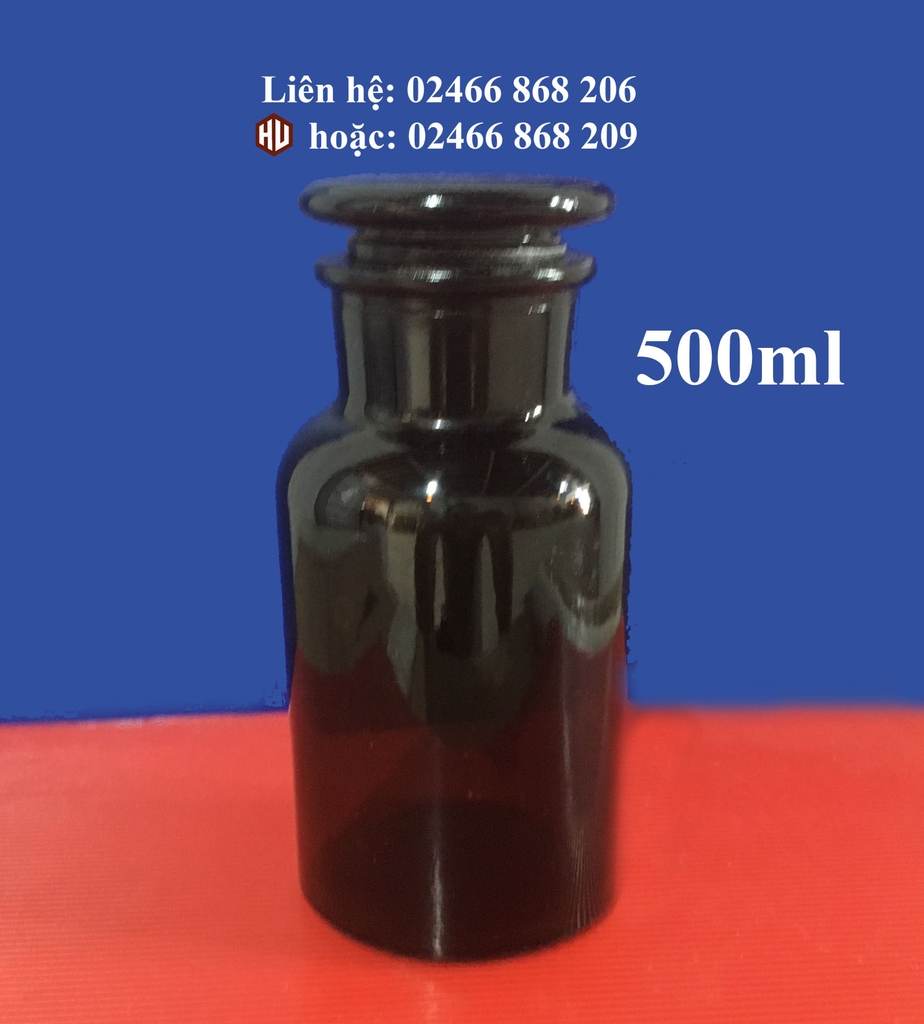 CHAI THỦY TINH ĐỰNG HÓA CHẤT NÂU MIỆNG RỘNG 500ml
