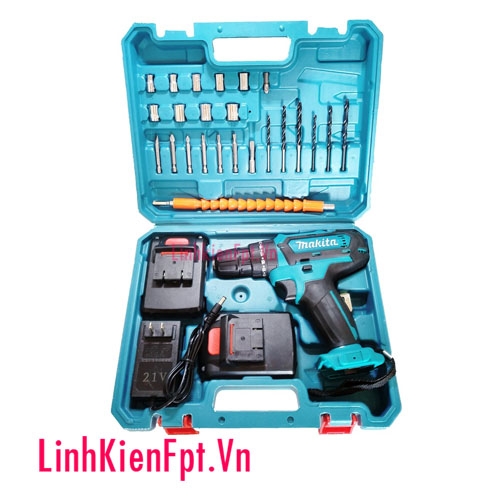 Máy Khoan Pin MAKITA 21V Có Búa Hộp Dụng Cụ (Pin Đủ 5 Cell 21V)