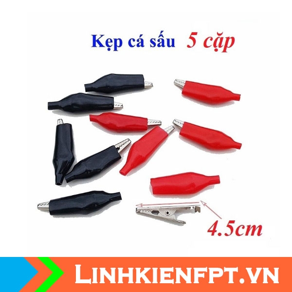 Combo 10 Kẹp Cá Sấu Loại To 4.5cm (5 Đỏ - 5 Đen)