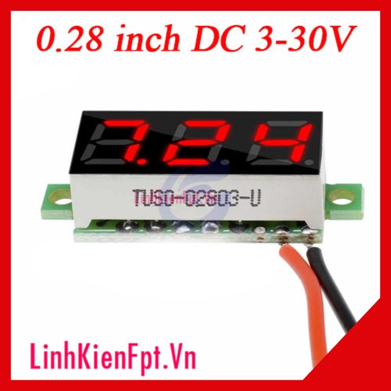 Vôn Kế Điện Tử DC 0.28 inh Màu Đỏ 3-30V