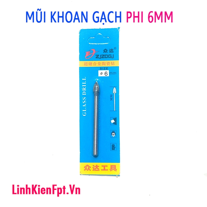 Mũi khoan gạch men , đá hoa 6mm