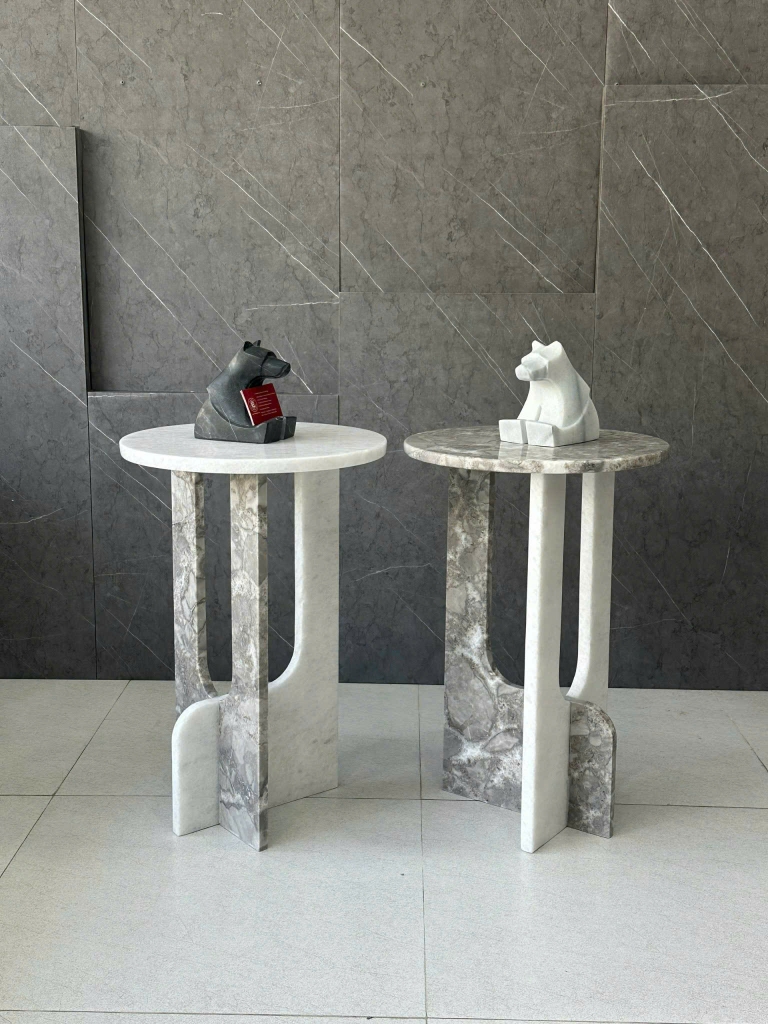 SIDE TABLE - ST41 - CRYSTAL + GREY EMPERADOR