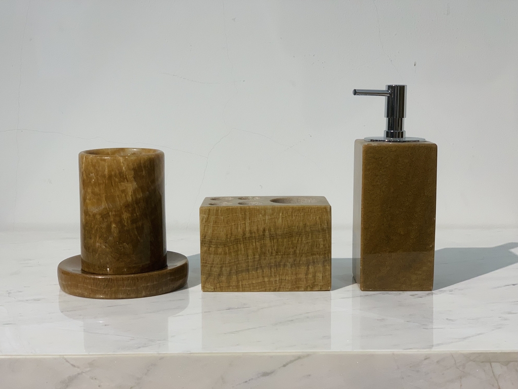 STONE PRODUCT - BATHROOM ACCESSORIES - WOODEN YELLOW