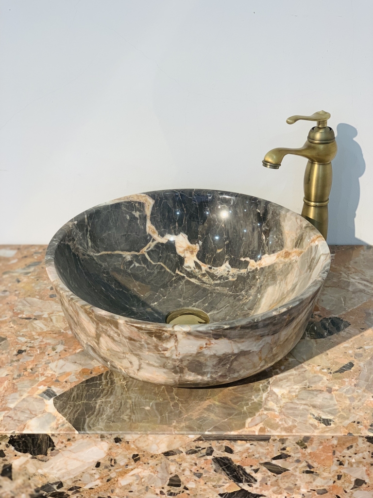 NATURAL STONE BATHROOM BASIN - COW PINK - BST30