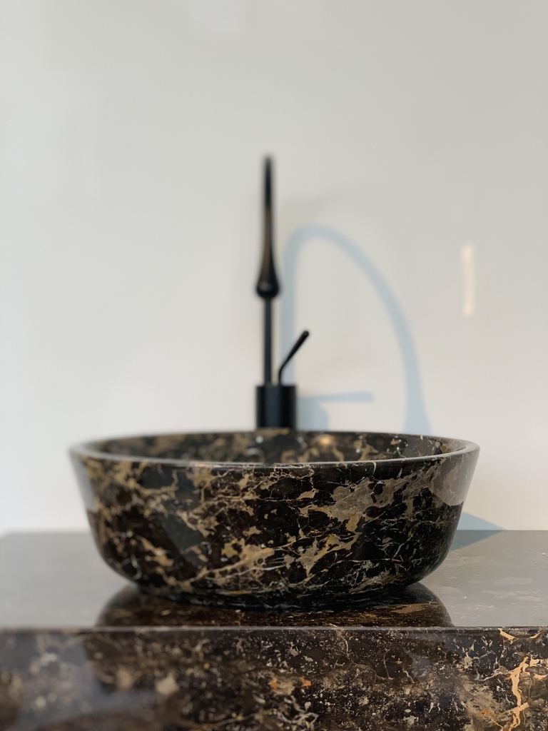 NATURAL STONE BATHROOM BASIN - BROWN - BST32