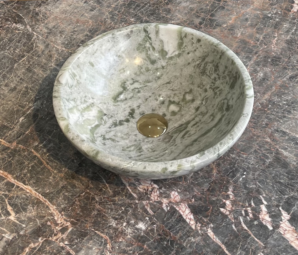 NATURAL STONE BATHROOM BASIN - GREEN ONYX