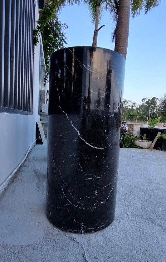 NATURAL STONE BATHROOM BASIN - STANDING CYLINDER - BLACK