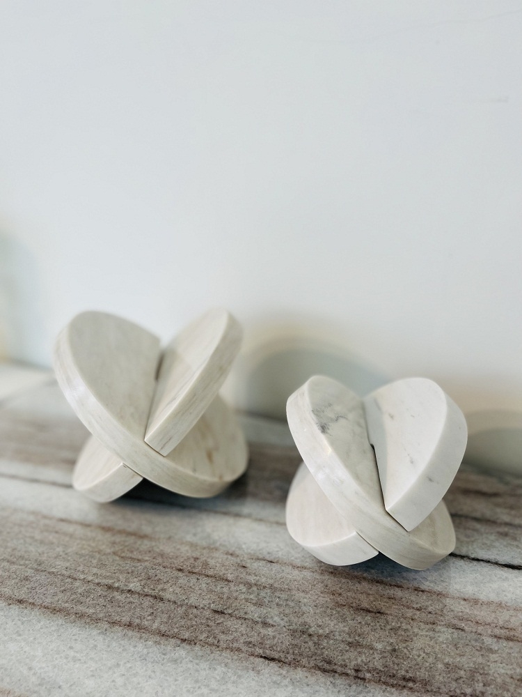 REAL MARBLE - BIG ROUND BOOKEND - BE003 - MILKY WHITE