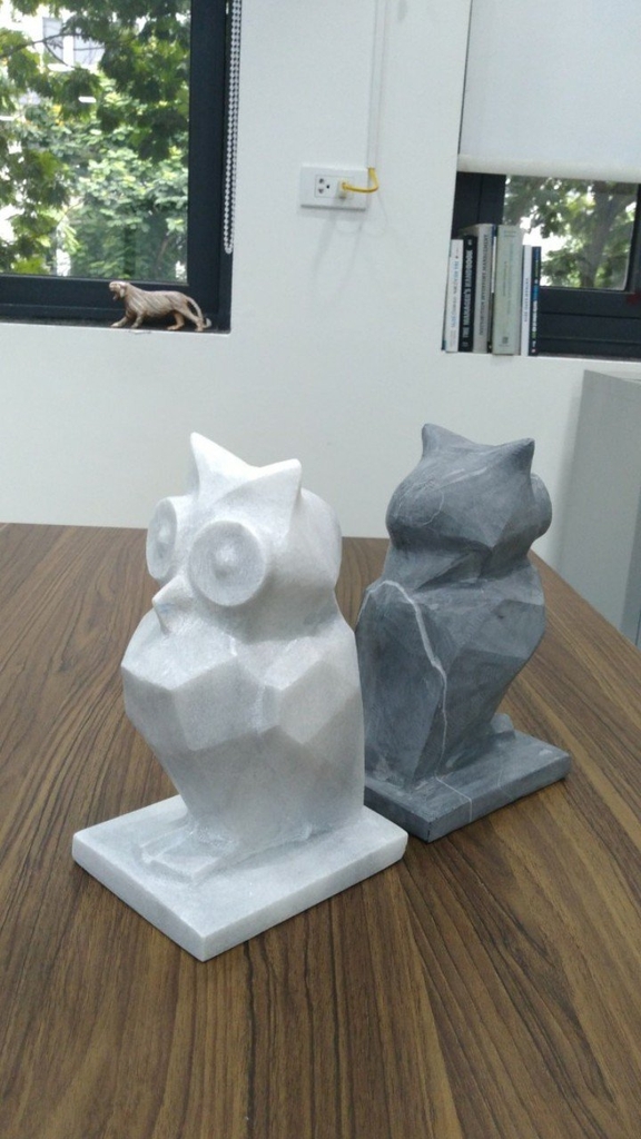 REAL MARBLE - OWL BOOKEND - EXMBD02 - CRYSTAL WHITE