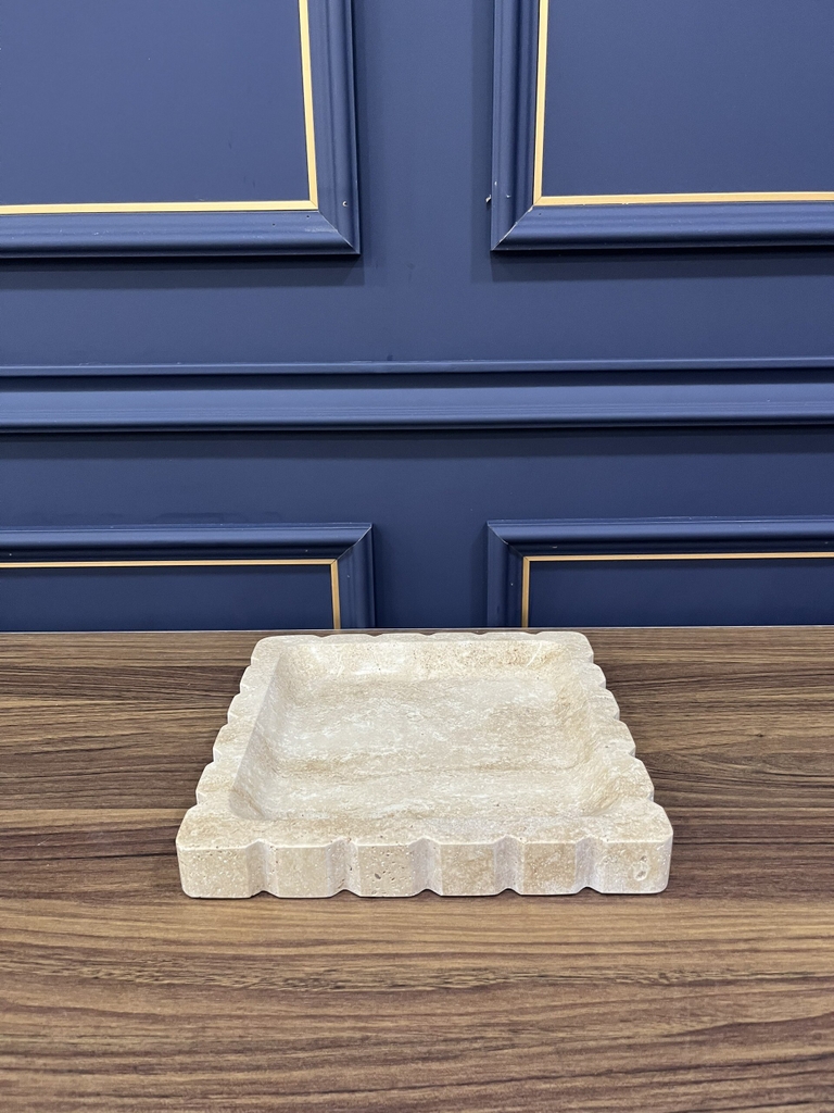 REAL MARBLE - SQUARE TRAY - EXMTR02 - TRAVERTINE