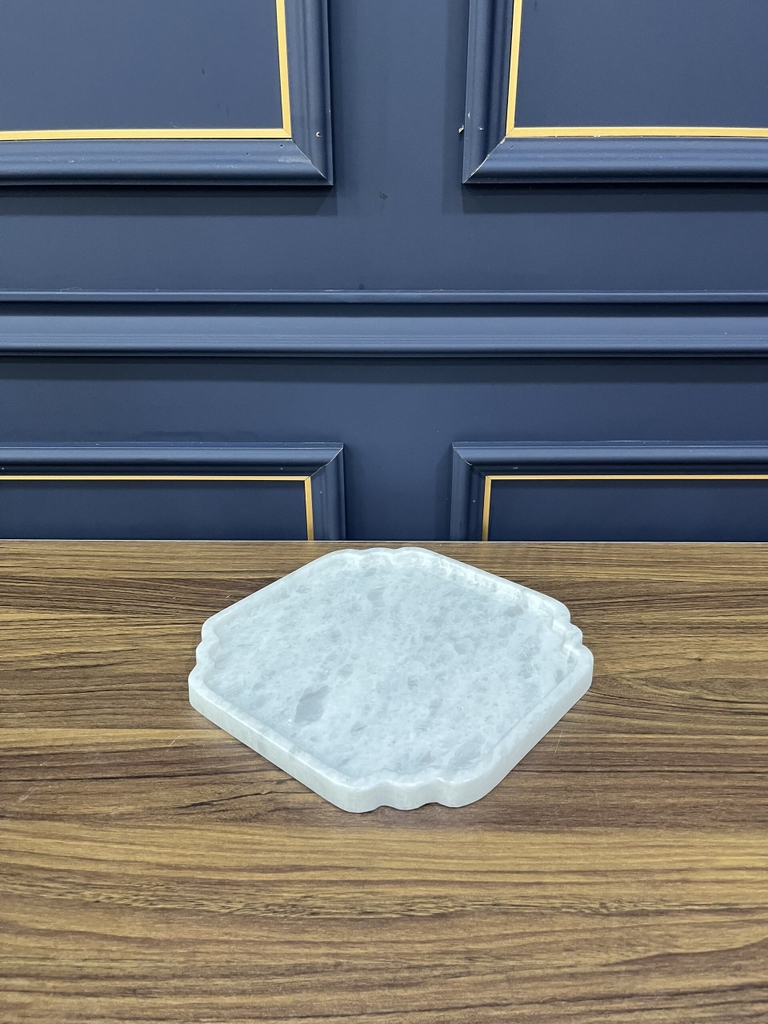 REAL MARBLE - SQUARE TRAY - EXMTR06 - CRYSTAL WHITE