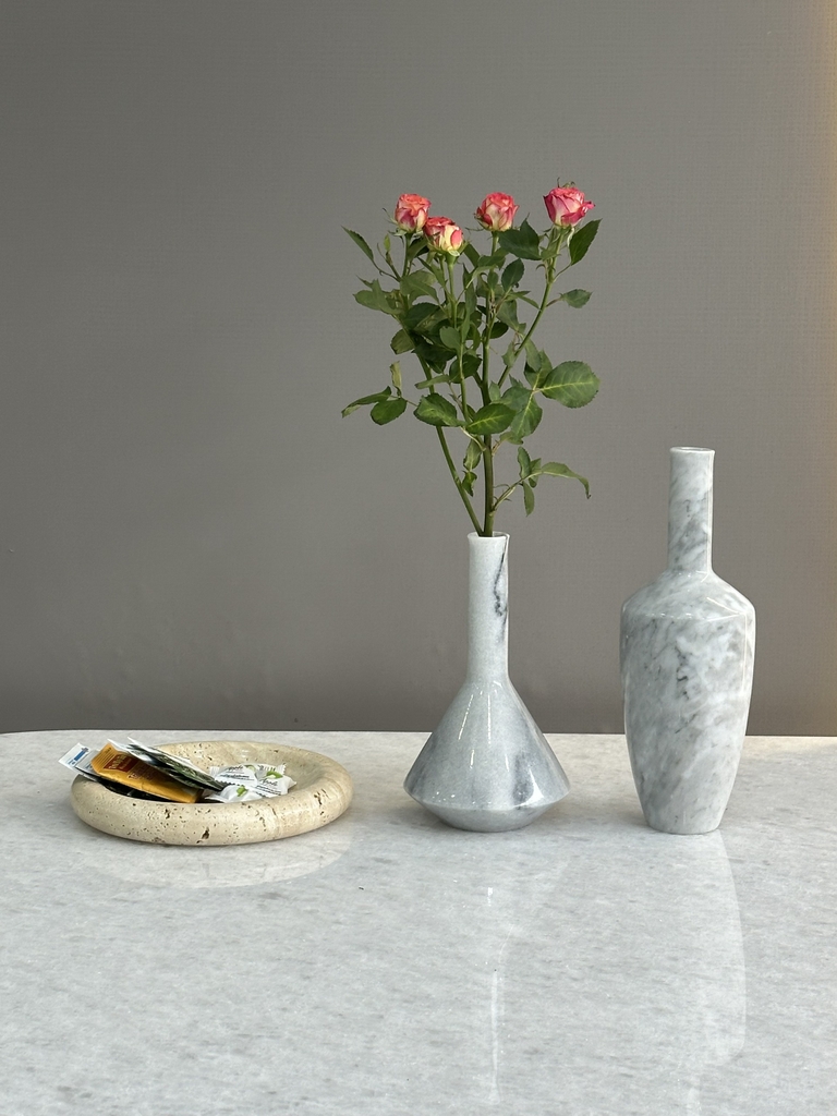 REAL MARBLE - VASE - EXMS10 - WHITE CARRARA
