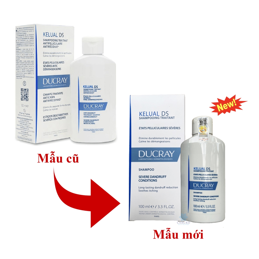 Dầu Gội giảm Gàu Nặng, tiêu sừng, chống ngứa, giảm đỏ Ducray Kelual DS Shampoo 100ml