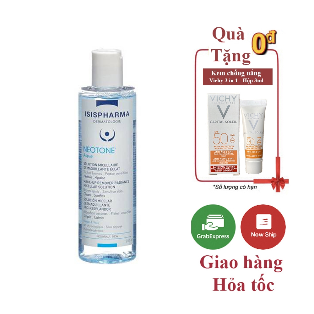 [Tặng KCN] Nước tẩy trang ISIS Pharma Neotone Aqua 250ml - Giúp sáng da cho da nhạy cảm