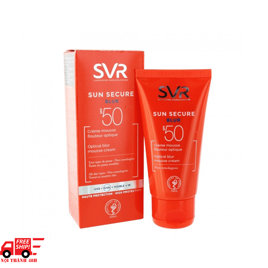 Kem chống nắng UVA, UVB, trang điểm và bảo vệ da dưới tác hại ánh sáng xanh SVR Sun Secure Blur SPF50+ 50ml