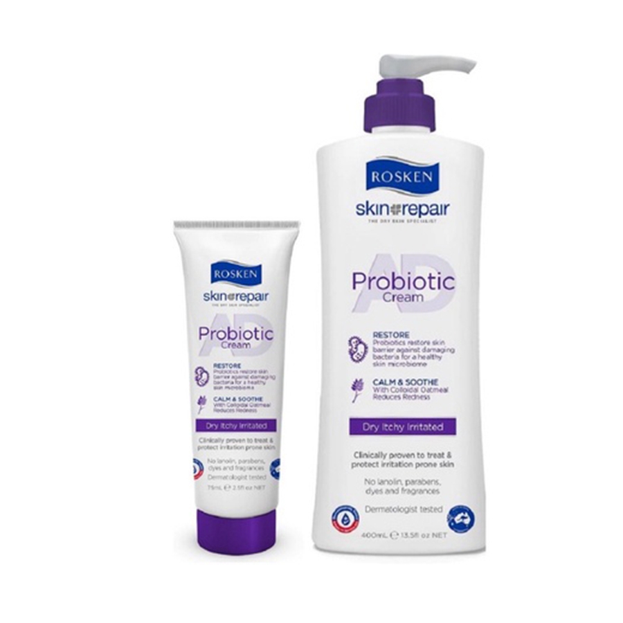 Kem dưỡng Rosken AD Probiotic Cream 75ml - chăm sóc da cơ địa, da dị ứng, da khô, chàm, vảy nến