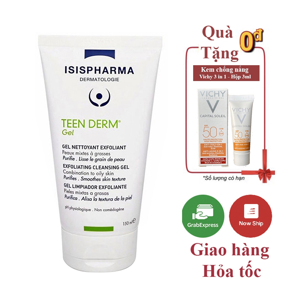 Gel rửa mặt giảm nhờn ngừa mụn ISIS Pharma Teenderm Gel 150ml