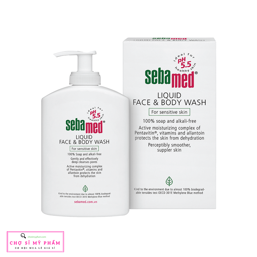 Sữa rửa mặt và tắm toàn thân cho da nhạy cảm Sebamed pH5.5 Liquid Face Body Wash 300ml